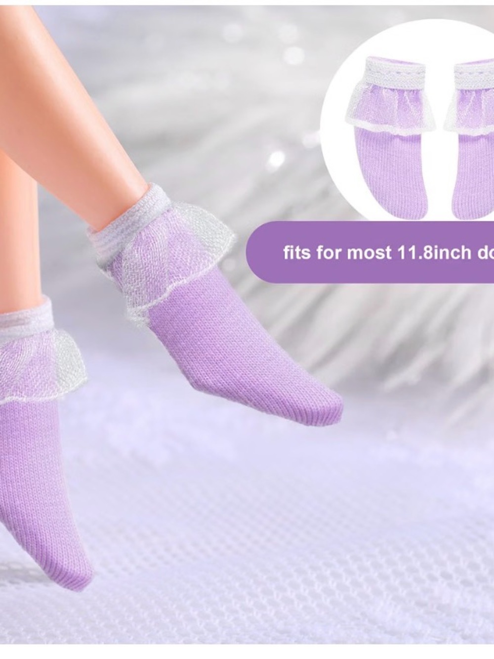 Sheer Ruffle-Trim Doll Socks Pick (1) Pair - Picture 7 of 10
